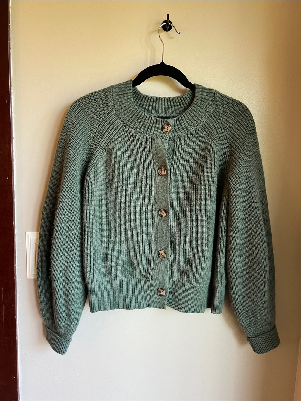 Banana Republic Sage Green Button-Up Ribbed Cardigan